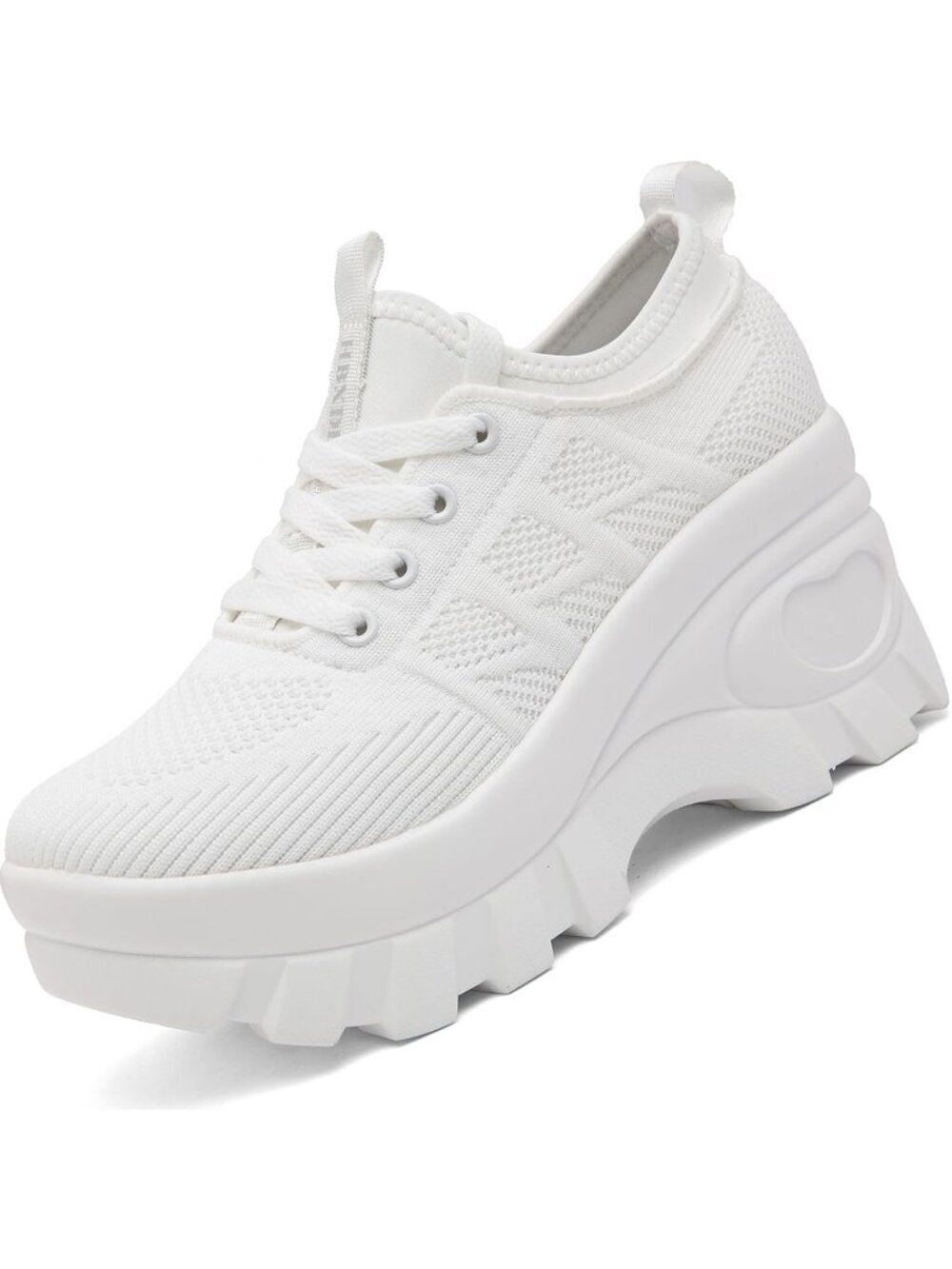 Women's White Chunky Platform Wedge Orthopedic Fashion Knitted Walking Sneakers